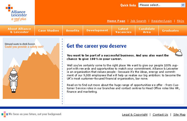 Alliance & Leicester Careers site - homepage
